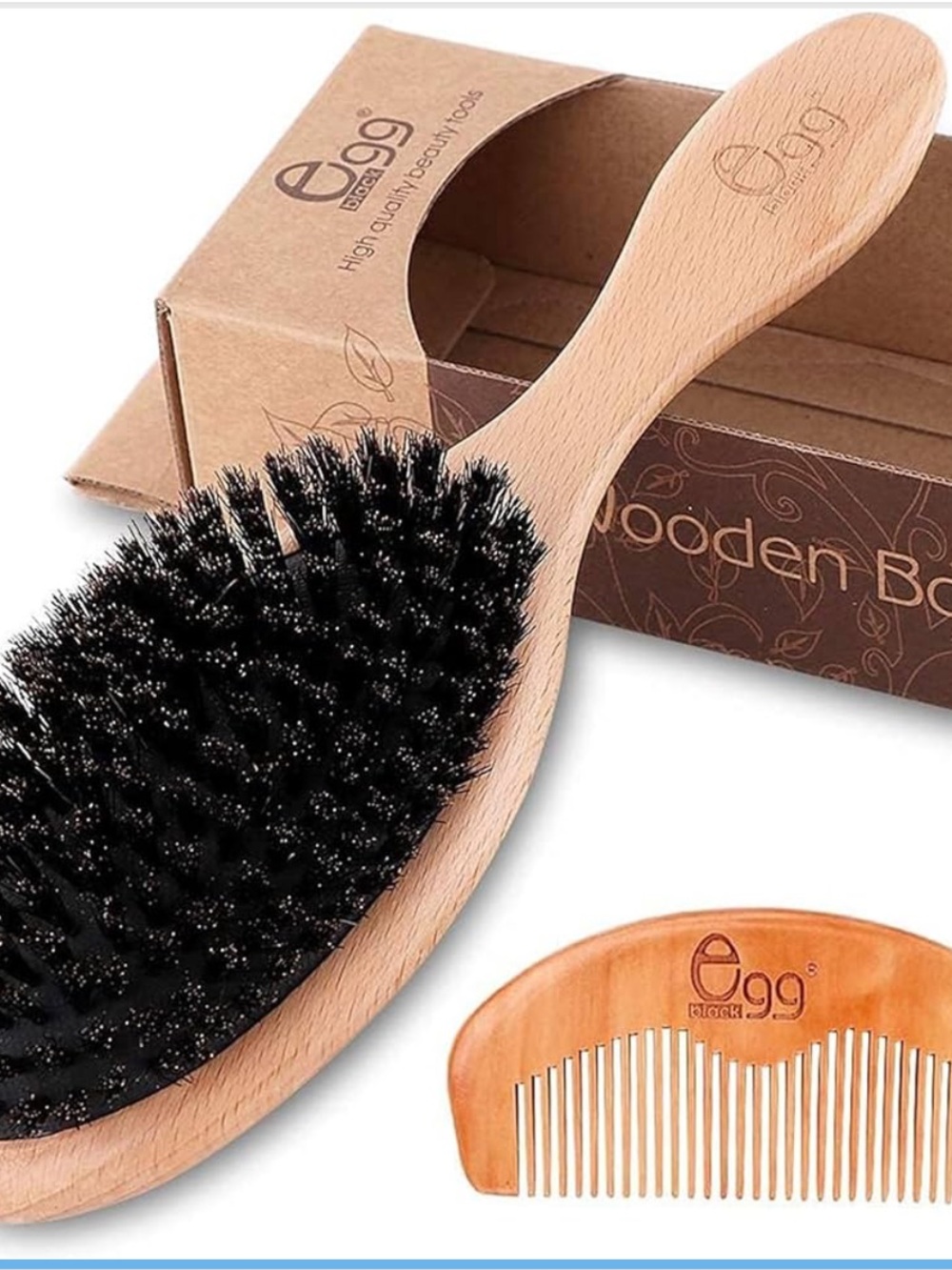 ⚡️❄️Black Egg Wooden Boar Bristle Brush